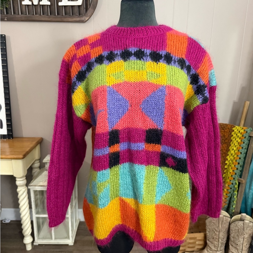 VTG 80’s • The Limited • Mohair Geometric Colorblock Sweater